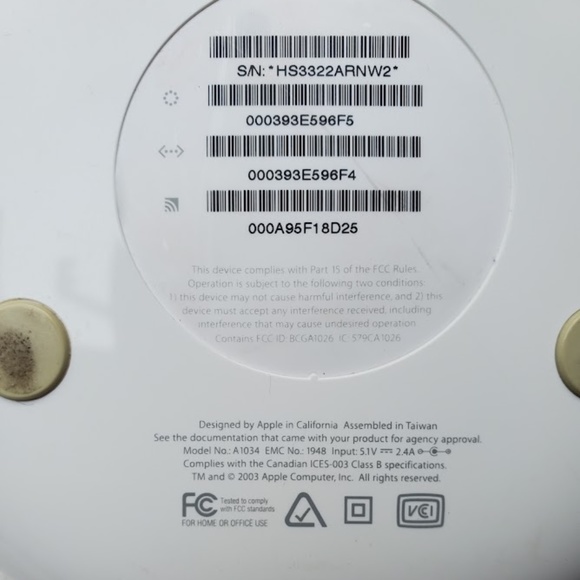VINTAGE Collectible APPLE AirPort Extreme Base Station • Born 2003 • Model A1034 - Picture 3 of 6